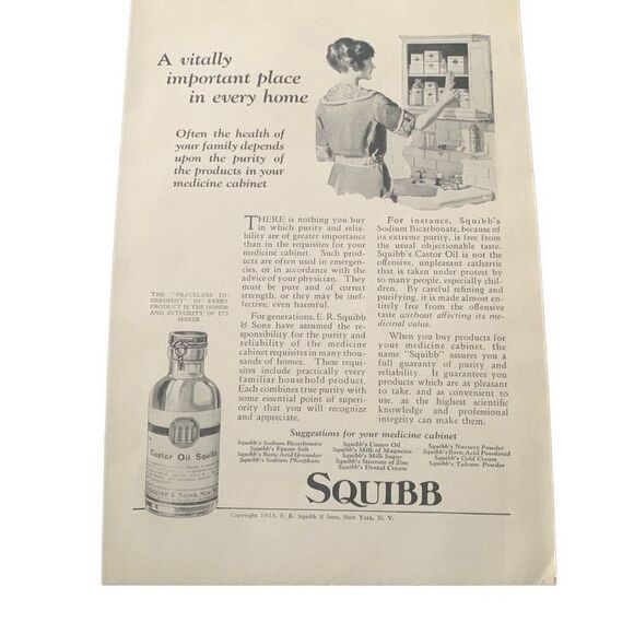 Vintage 1923 Squibb Vitally important Every Home Ad Advertisement - Picture 3 of 4